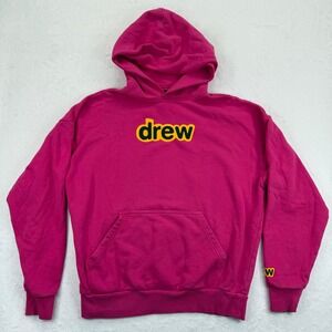 Drew House Hoodie Magenta Sweatshirt Pullover‎ Yellow Logo Medium Cotton